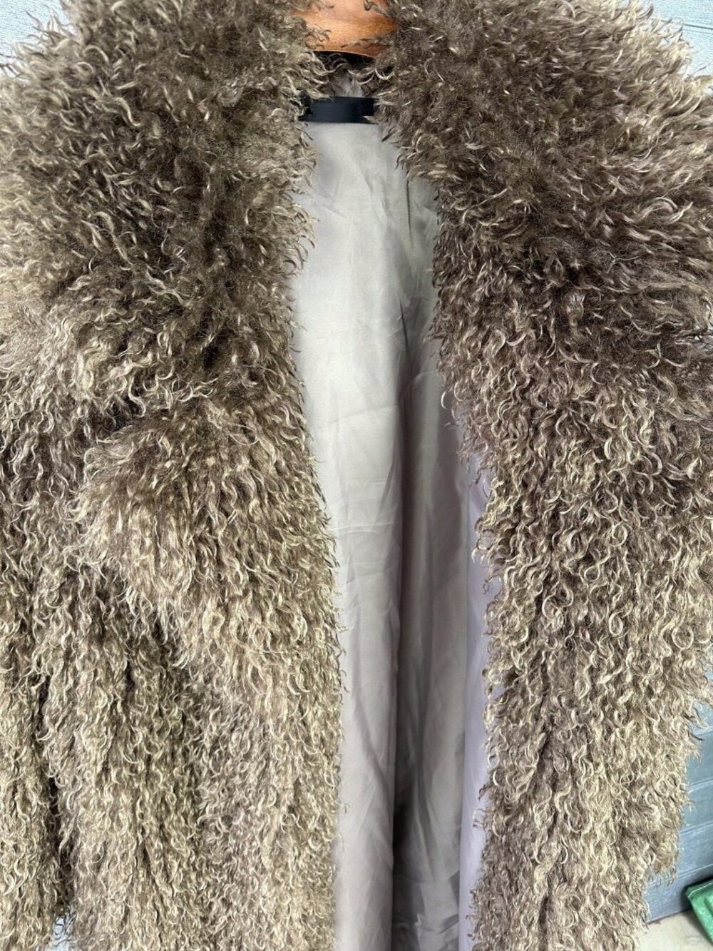 Khaki Casual Women's Fuzzy Coat - Picture 4 of 5